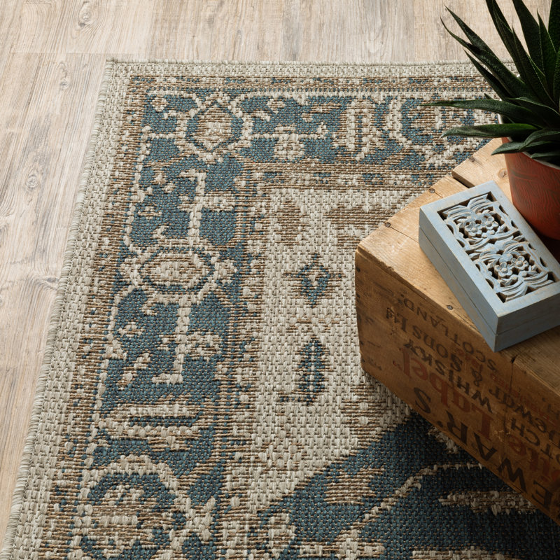 Birch Lane™ Crawford Dark Blue/Gray Indoor/Outdoor Rug & Reviews Wayfair